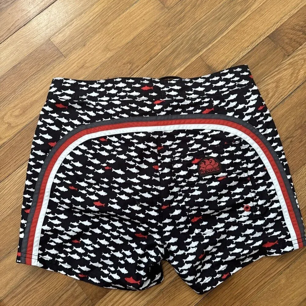 Sundek Men's Swim Trunk Shark Print Surf Beach Board Shorts Size 30